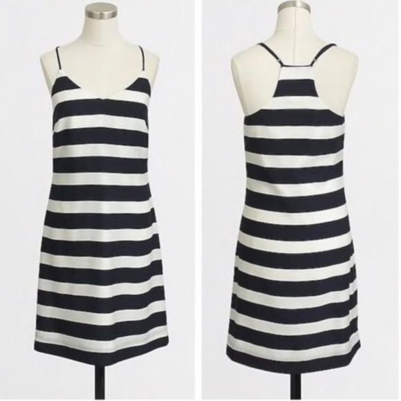 J.Crew Striped Dress Racerback Navy and White Size 0 - Picture 1 of 6